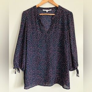 COLLECTIVE CONCEPTS Navy Colorful Patterned 3/4 Sleeve Light Weight Blouse 1X